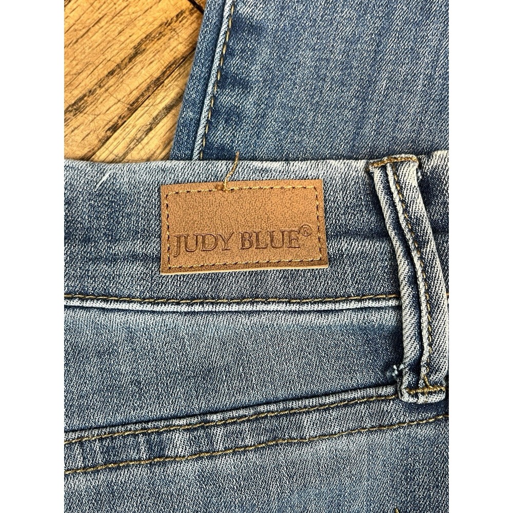 Judy Blue Slim Boot Distressed Denim Blue Stretch Waist Jeans Women's Sz 28x30 - Picture 7 of 7